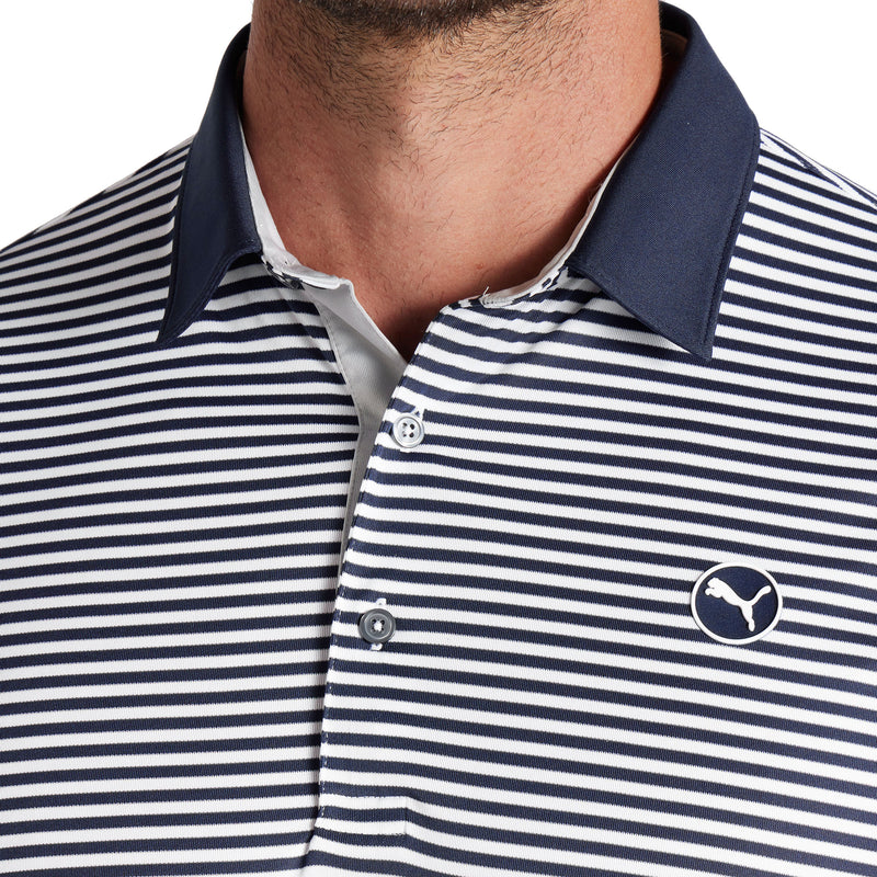 Puma Pure Stripe Polo Shirt - Deep Navy/White Glow