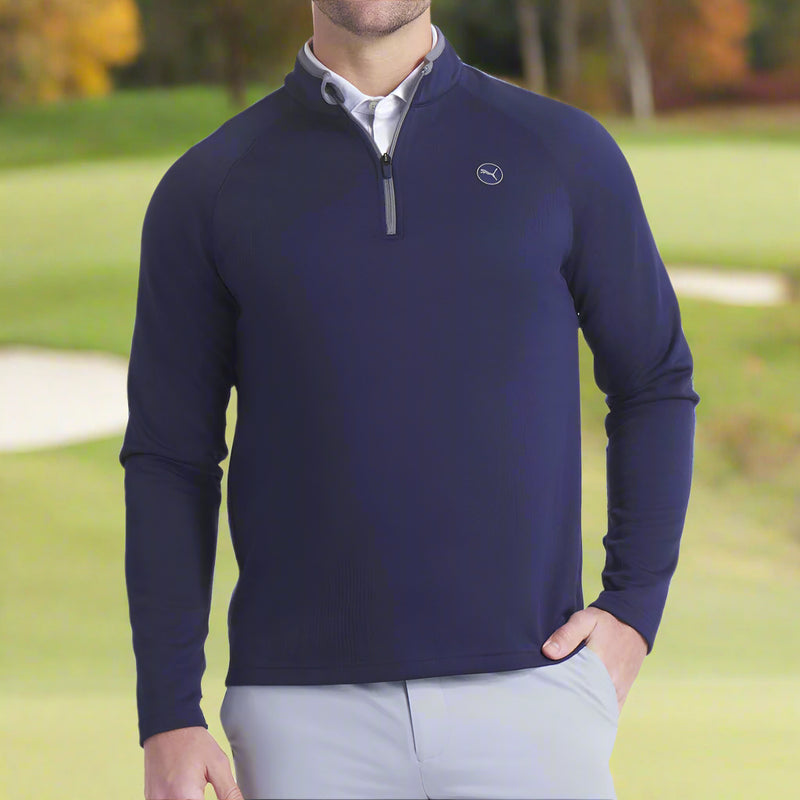 Puma Waffle Fleece 1/4 Zip Pullover - Deep Navy