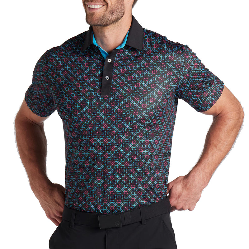 Puma Pure Monogram Polo Shirt - Black/Aqua Blue