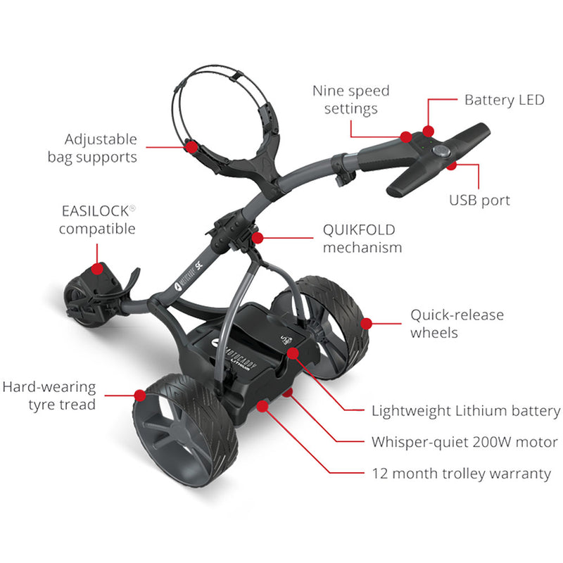 Motocaddy SE Electric Golf Trolley - Graphite - 2024