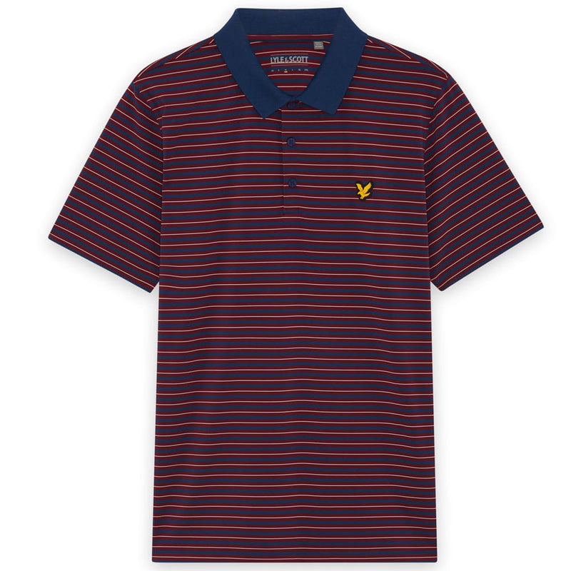 Lyle & Scott Golf Striped Polo Shirt - Plum/White
