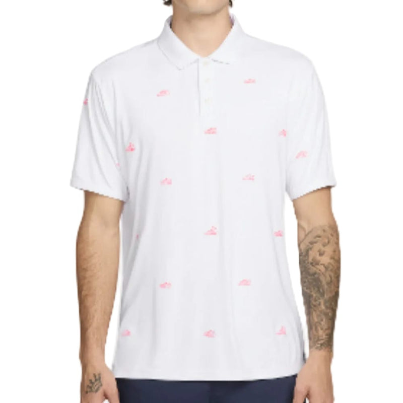 Nike Par 5 Dri-Fit Shoe Embroidered Polo Shirt - White/Hot Lava