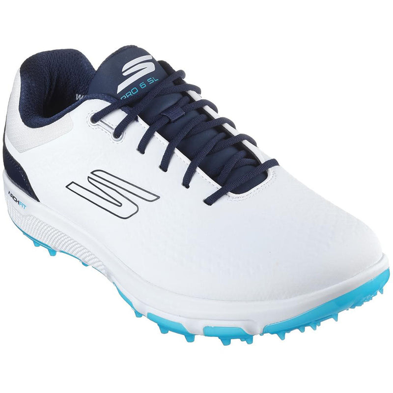 Skechers Go Golf Pro 6 Waterproof Spikeless Shoes - White/Navy/Blue