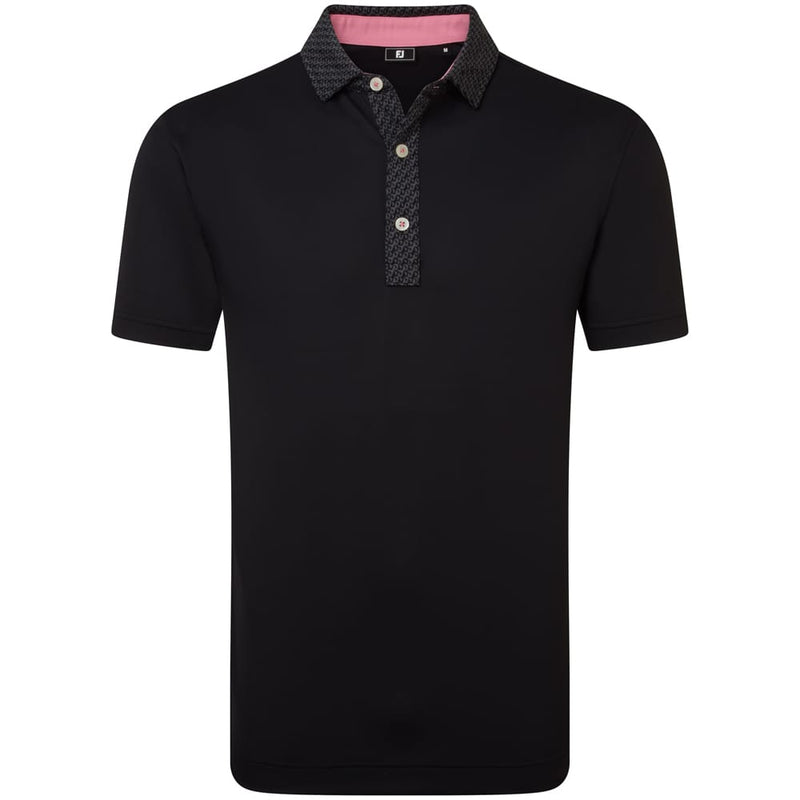 FootJoy Star Geo Trim Pique Polo Shirt - Black