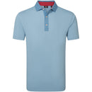 FootJoy Star Geo Trim Pique Polo Shirt - Chambray/Coastal Blue