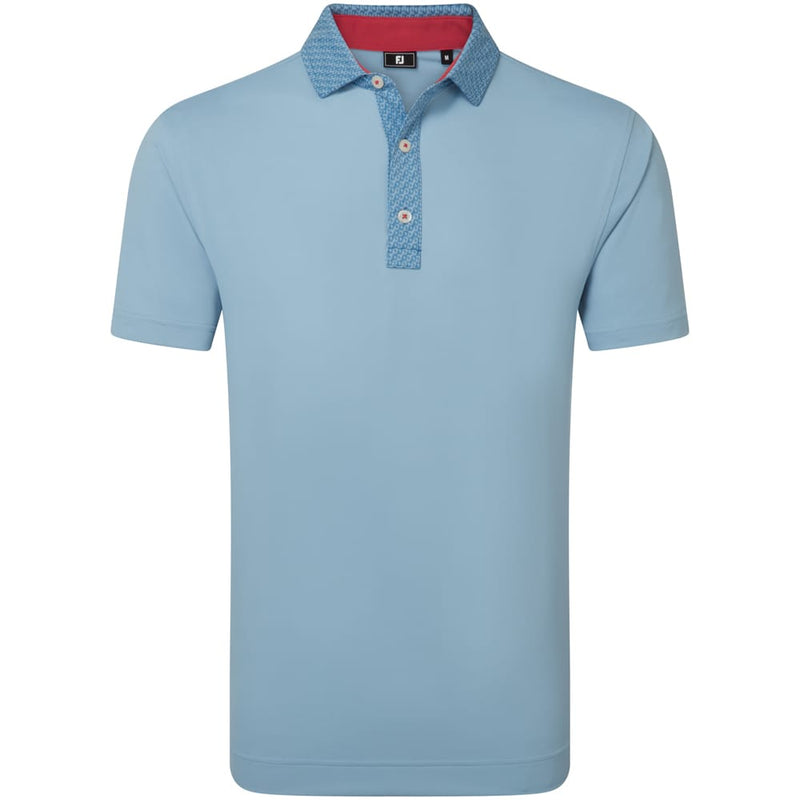 FootJoy Star Geo Trim Pique Polo Shirt - Chambray/Coastal Blue
