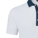 FootJoy Star Geo Trim Pique Polo Shirt - White/Navy