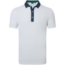 FootJoy Star Geo Trim Pique Polo Shirt - White/Navy