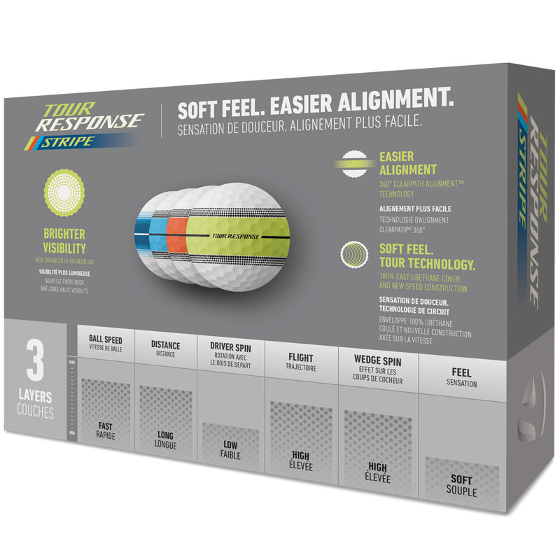 TaylorMade Tour Response Stripe Balls - Neon Multi - 12 Pack