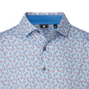 FootJoy Surfs Up Print Lisle Polo Shirt - White/Chambray/Nantucket Red/Coastal Blue