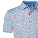 FootJoy Surfs Up Print Lisle Polo Shirt - White/Chambray/Nantucket Red/Coastal Blue