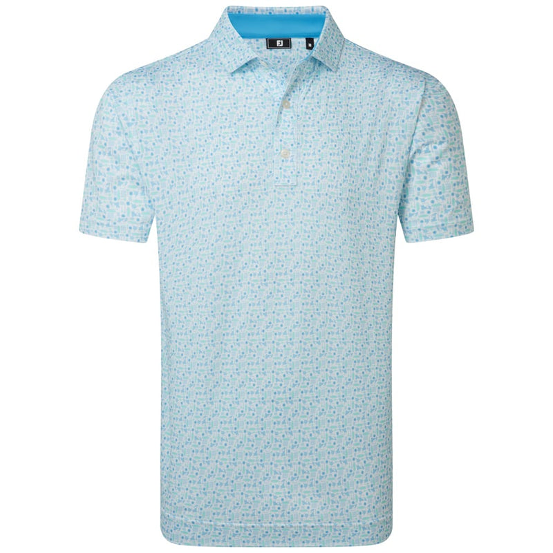 FootJoy Surfs Up Print Lisle Polo Shirt - Deep Reef/White/Sea Glass/Blue Reef