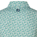 FootJoy Surfs Up Print Lisle Polo Shirt - Field Green/White/Sunshine/Navy