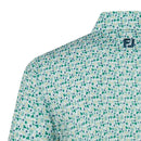 FootJoy Surfs Up Print Lisle Polo Shirt - Field Green/White/Sunshine/Navy