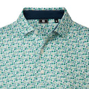 FootJoy Surfs Up Print Lisle Polo Shirt - Field Green/White/Sunshine/Navy