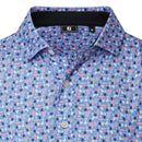 FootJoy Surfs Up Print Lisle Polo Shirt - White/Vivid Violet/Pink Pop/Black