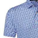 FootJoy Surfs Up Print Lisle Polo Shirt - White/Vivid Violet/Pink Pop/Black