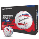 TaylorMade SpeedSoft Ink Golf Balls - White/Blue/Red - 12 Pack