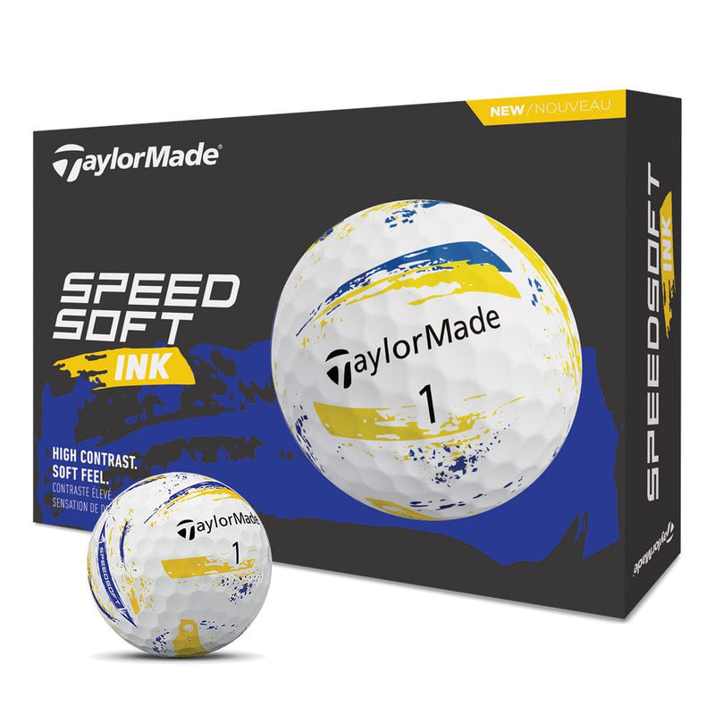 TaylorMade SpeedSoft Ink Golf Balls - Yellow/Blue - 12 Pack
