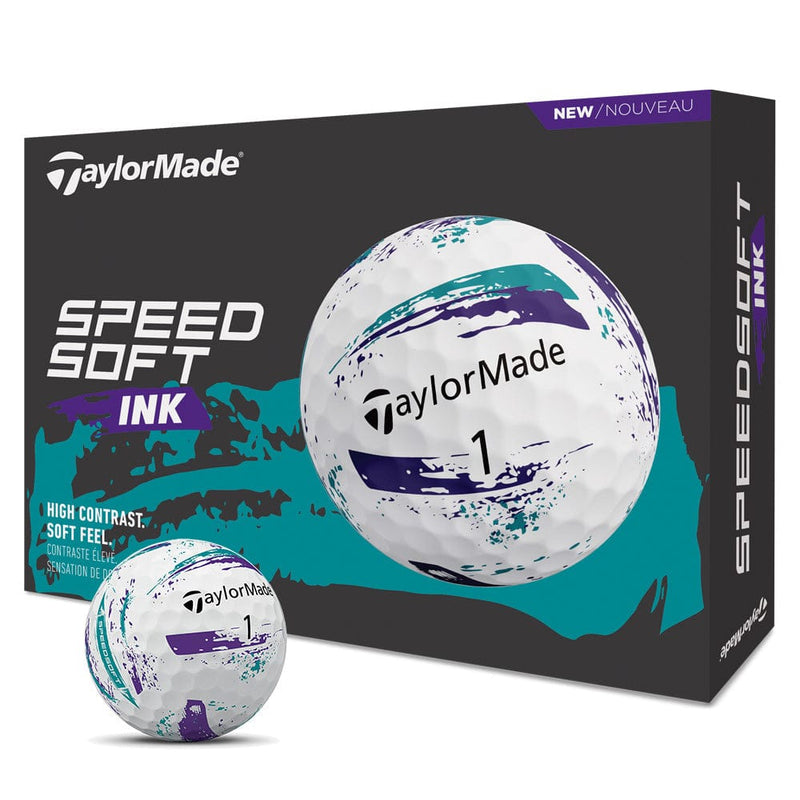TaylorMade SpeedSoft Ink Golf Balls - Purple/Teal - 12 Pack