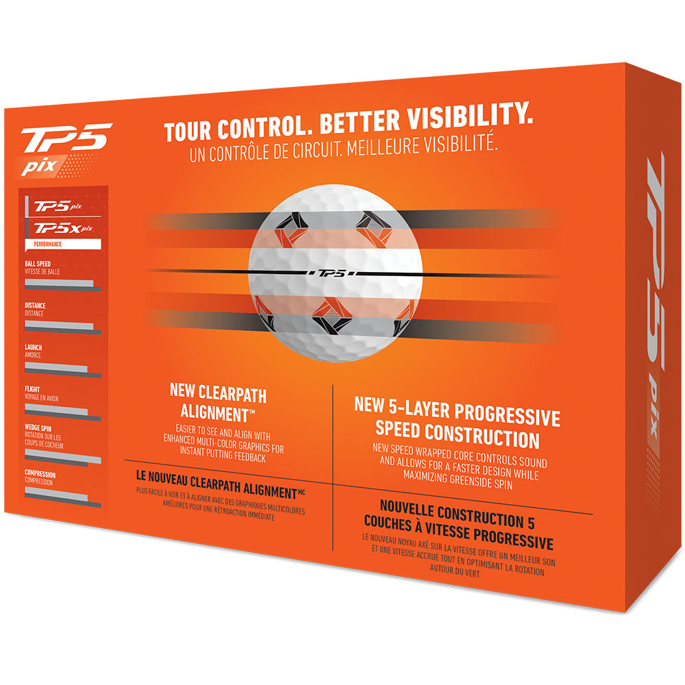 TaylorMade TP5 Pix 3.0 Golf Balls - White - 12 Pack