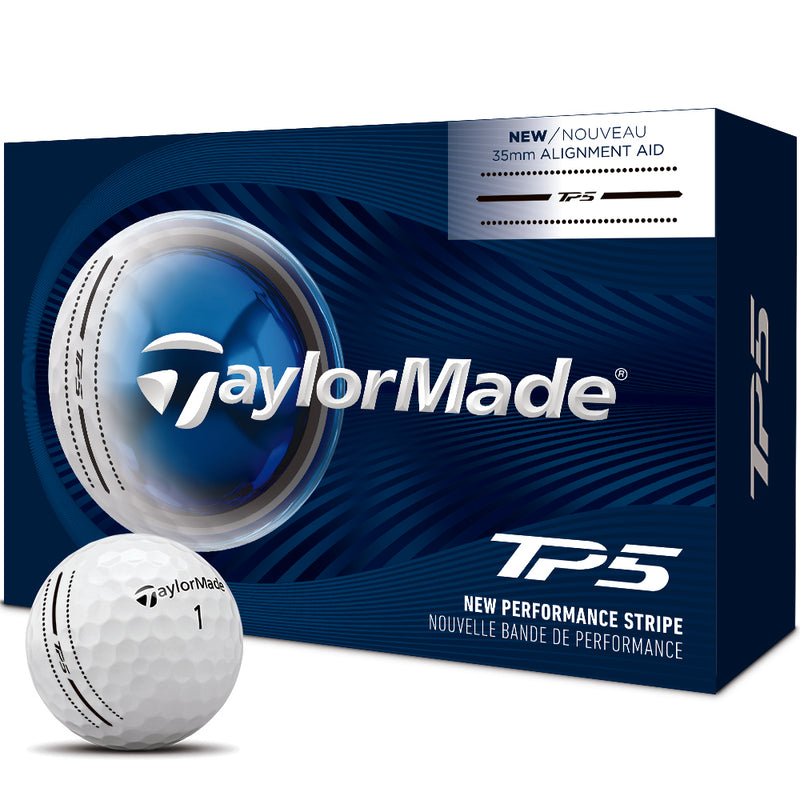 TaylorMade TP5 Tour Performance Stripe Golf Balls - White (6 Ball Pack)