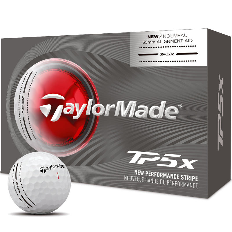 TaylorMade TP5x Tour Performance Stripe Golf Balls - White (6 Ball Pack)