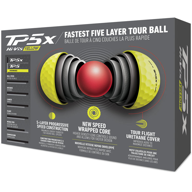 TaylorMade TP5x Golf Balls - Yellow - 12 Pack
