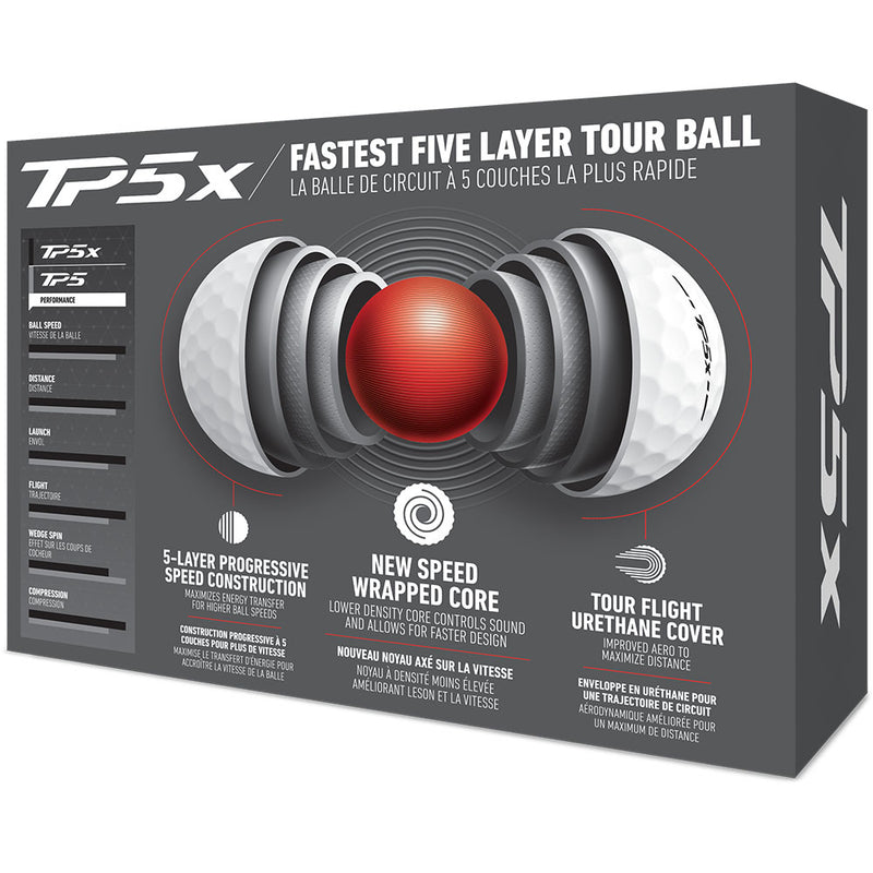 TaylorMade TP5x Golf Balls - White - 12 Pack