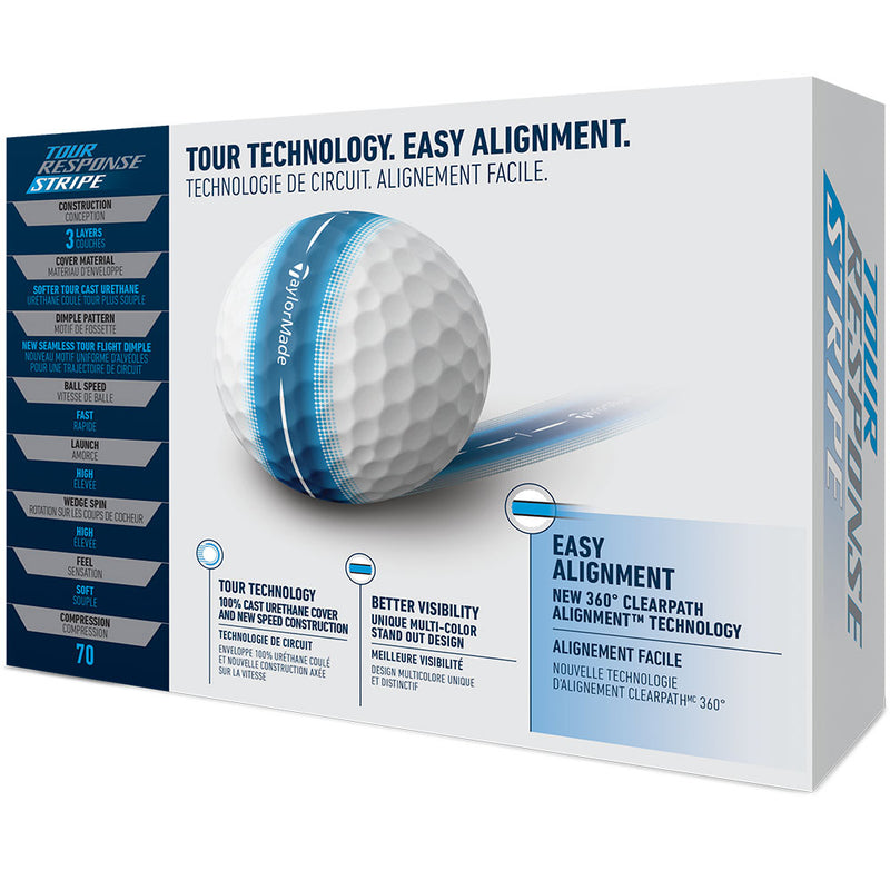 TaylorMade Tour Response Stripe Golf Balls - Blue - 12 Pack