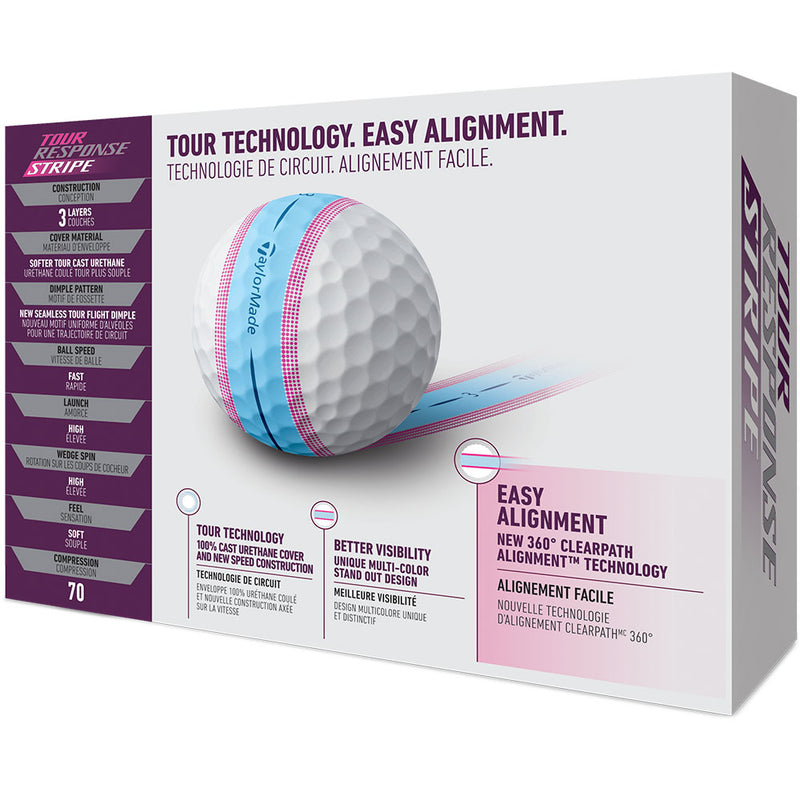 TaylorMade Tour Response Stripe Golf Balls - Pink- 12 Pack