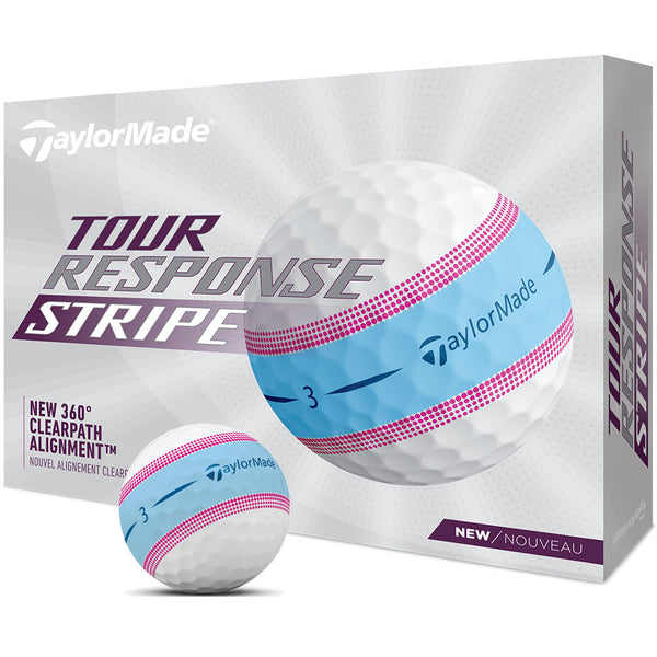 TaylorMade Tour Response Stripe Golf Balls - Pink- 12 Pack