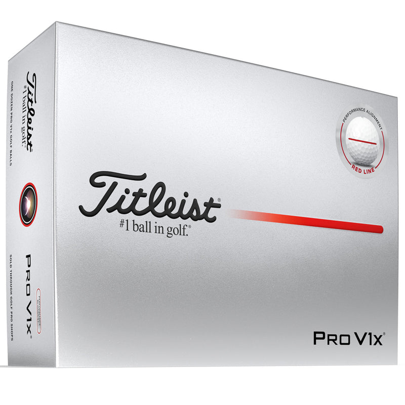 Titleist Pro V1x AIM Performance Alignment Golf Balls - Red - 12 Pack