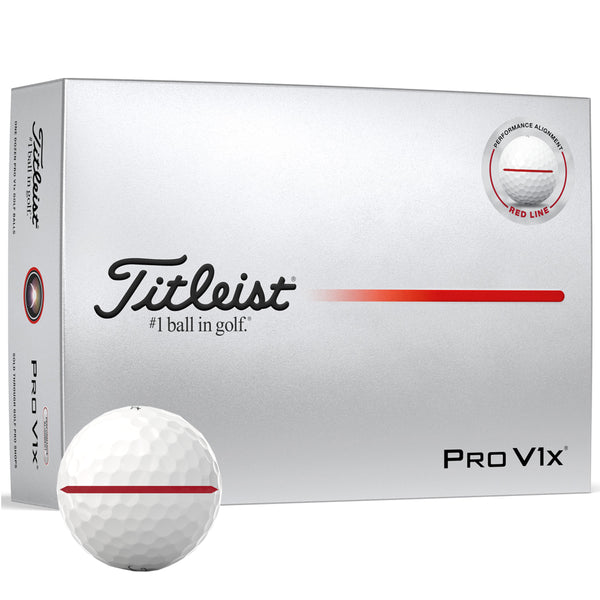 Titleist Pro V1x AIM Performance Alignment Golf Balls - Red - 12 Pack