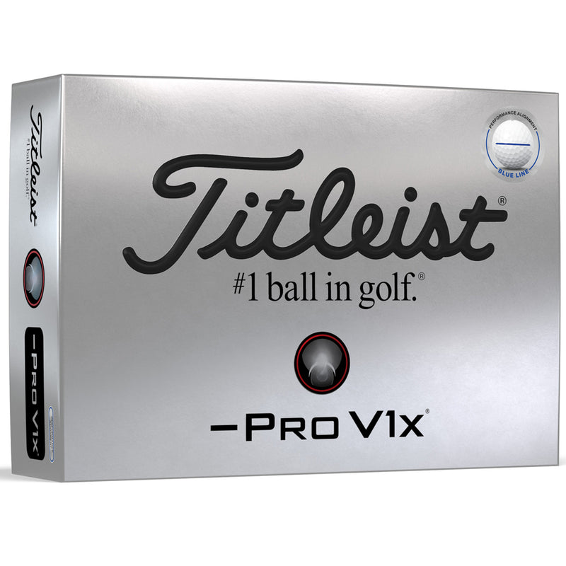 Titleist Pro V1x Left Dash AIM Performance Alignment Golf Balls - Blue - 12 Pack