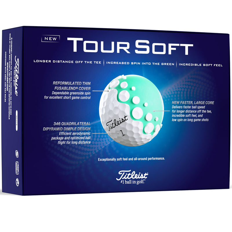 Titleist Tour Soft Golf Balls - White - Double Dozen