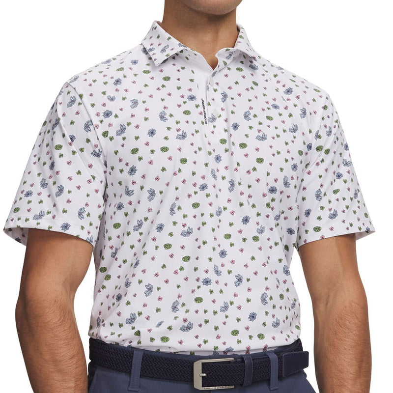 Under Armour ArmourDry Printed Polo Shirt - White/Blue Wind/Midnight Navy