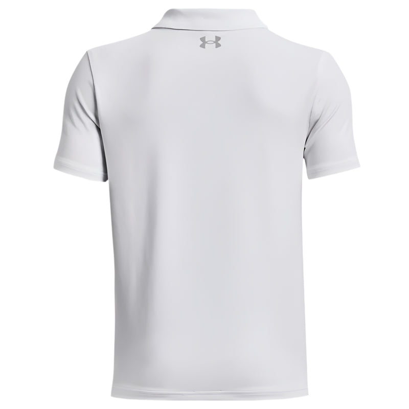 Under Armour Boys' Matchplay Polo Shirt - White/Pitch Gray/Mod Gray