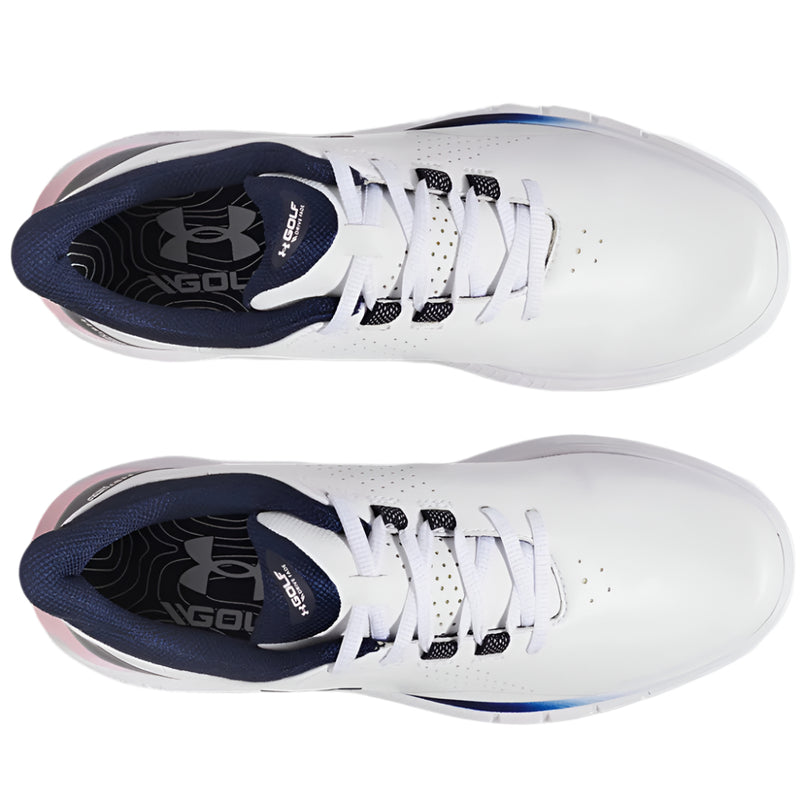 Under Armour Drive Fade Ladies Spikeless Waterproof Shoes - White/Prime Pink/Midnight Navy
