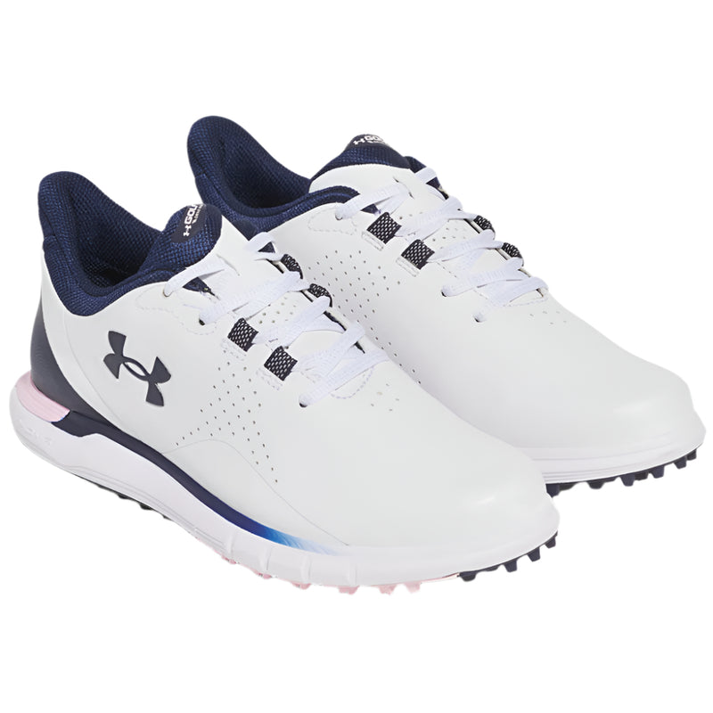 Under Armour Drive Fade Ladies Spikeless Waterproof Shoes - White/Prime Pink/Midnight Navy
