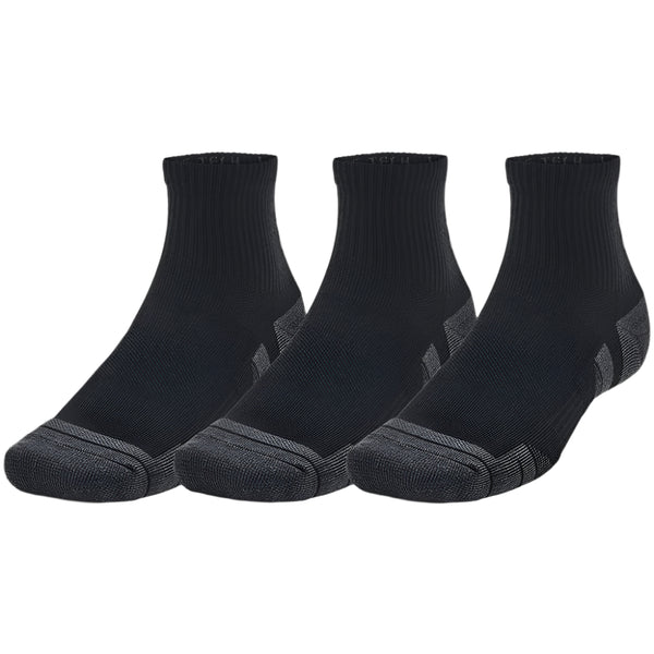 Under Armour Performance Tech Quarter Socks (3 Pairs) - Black/Black/Jet Gray