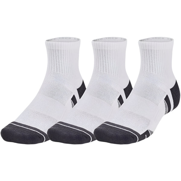 Under Armour Performance Tech Quarter Socks (3 Pairs) - White/White/Jet Gray