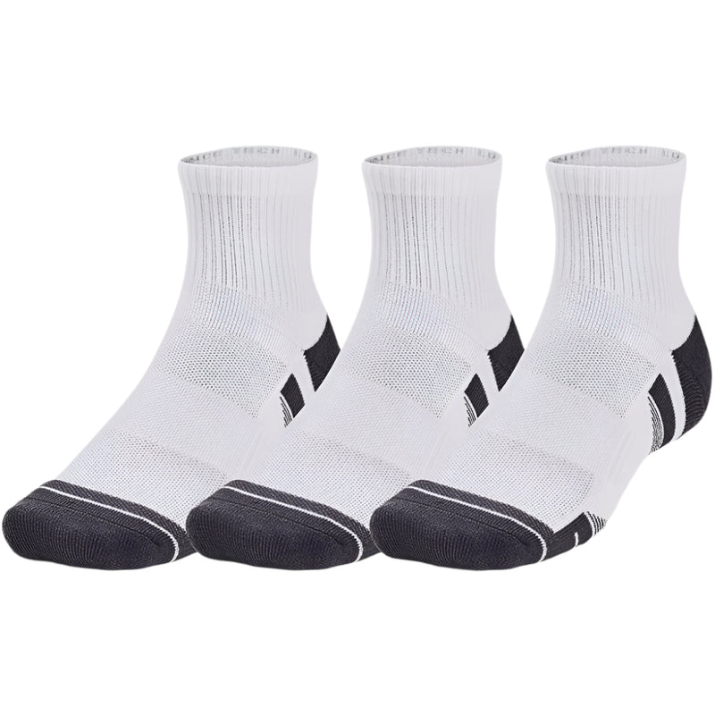 Under Armour Performance Tech Quarter Socks (3 Pairs) - White/White/Jet Gray
