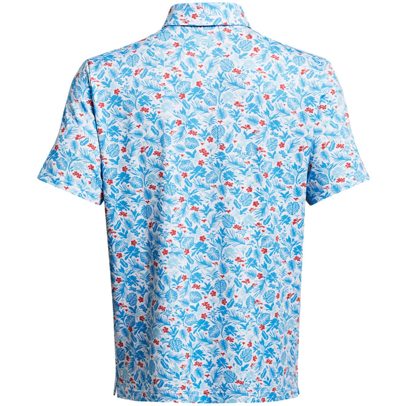 Under Armour Playoff 3.0 Printed Polo Shirt - White/Sky Blue/Sky Blue