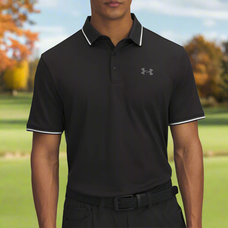 Under Armour Playoff 3.0 Rib Polo Shirt - Black/White/Castlerock