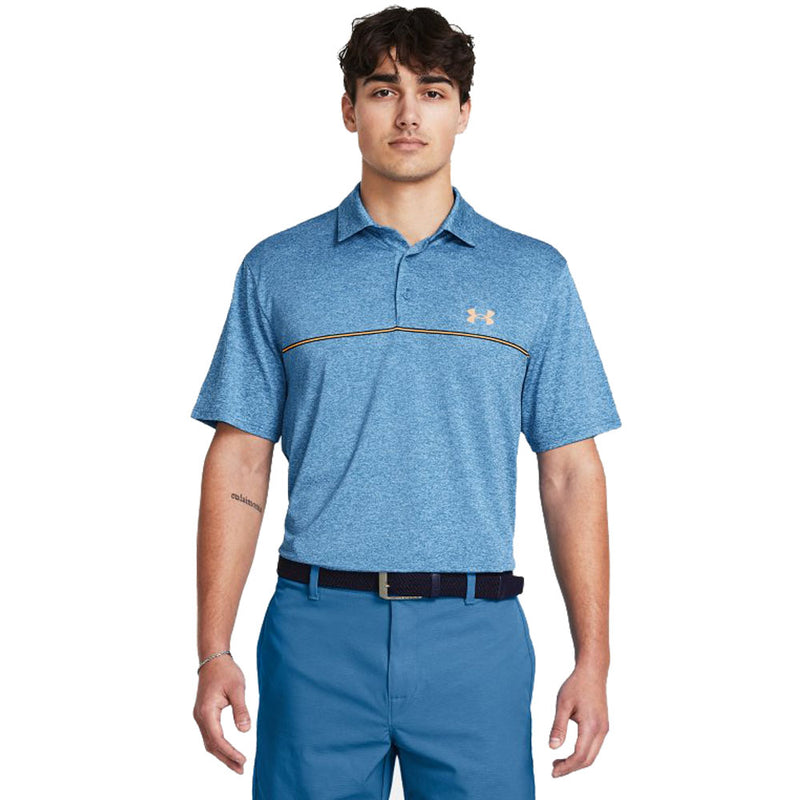 Under Armour Playoff 3.0 Stripe Golf Polo Shirt - Photon Blue/Nova Orange Under Armour Playoff 3.0 Stripe Golf Polo Shirt - Photon Blue/Nova Orange