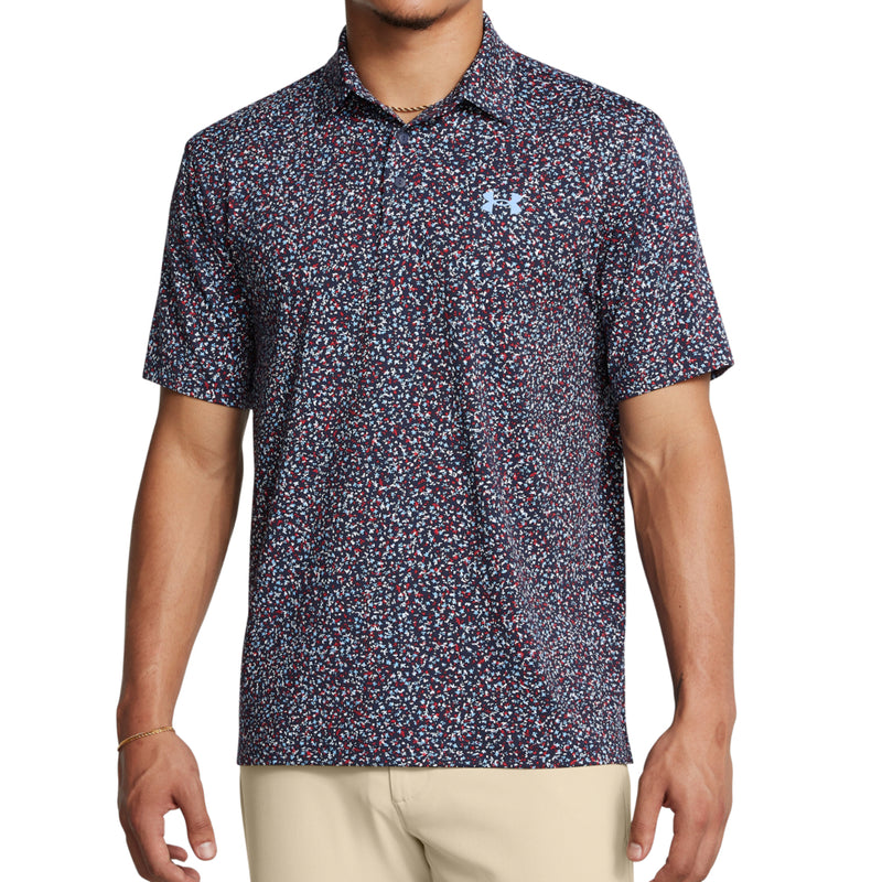Under Armour Playoff Printed Junior Golf Polo Shirt - Midnight Navy/Horizon Blue/Nimbus Blue Under Armour Playoff Printed Junior Golf Polo Shirt - Midnight Navy/Horizon Blue/Nimbus Blue