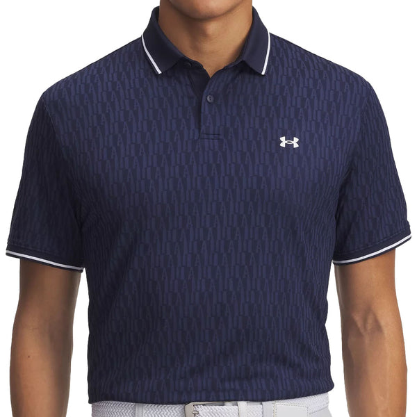 Under Armour Playoff Sport Jacquard Polo Shirt - Midnight Navy/White