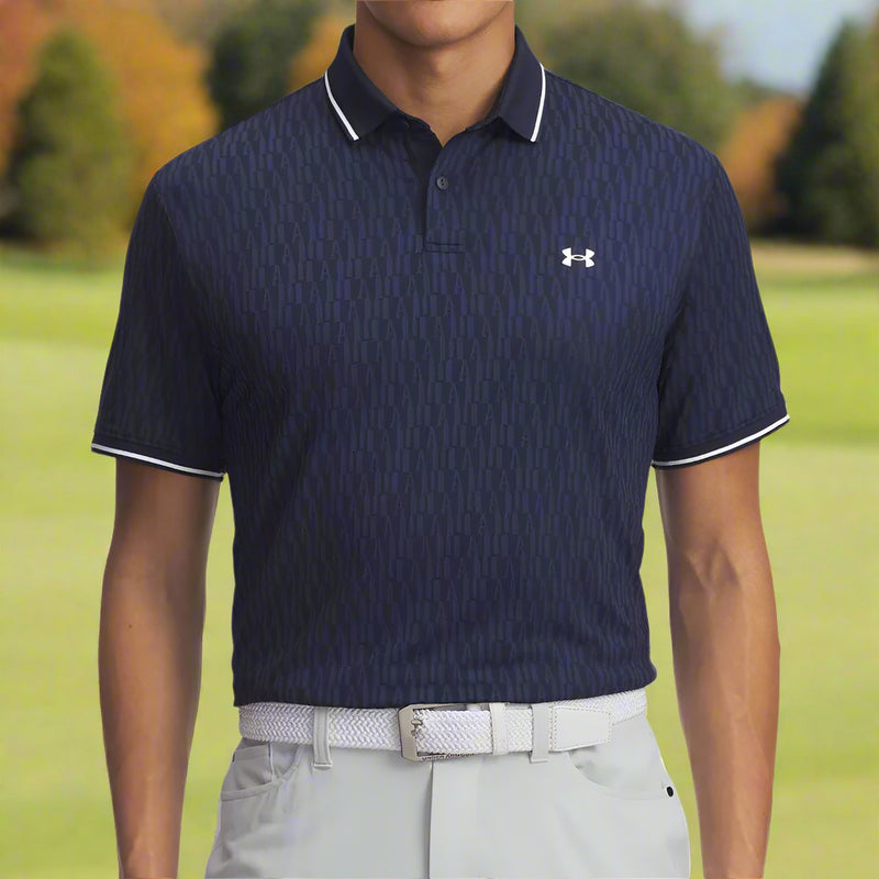 Under Armour Playoff Sport Jacquard Polo Shirt - Midnight Navy/White