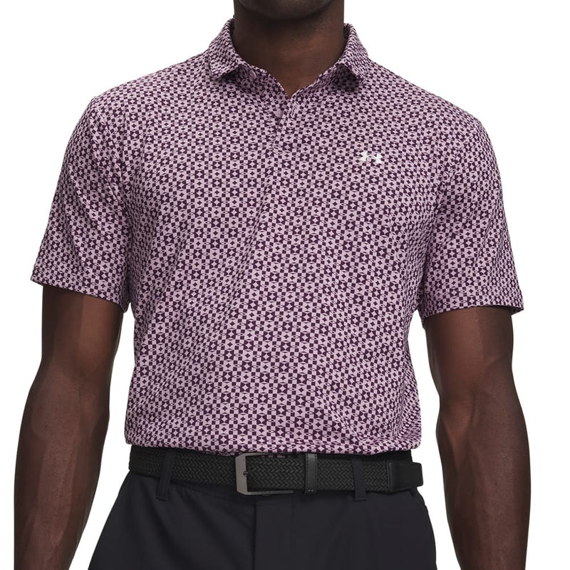 Under Armour T2G Printed Polo Shirt - Mauve Pink/Purple Echo/White